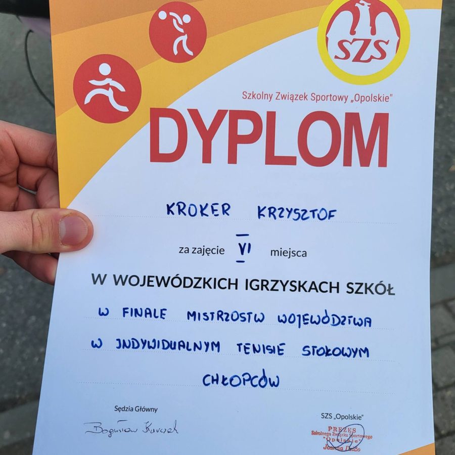 Sukcesy uczniów I LO w indywidualnym tenisie stołowym